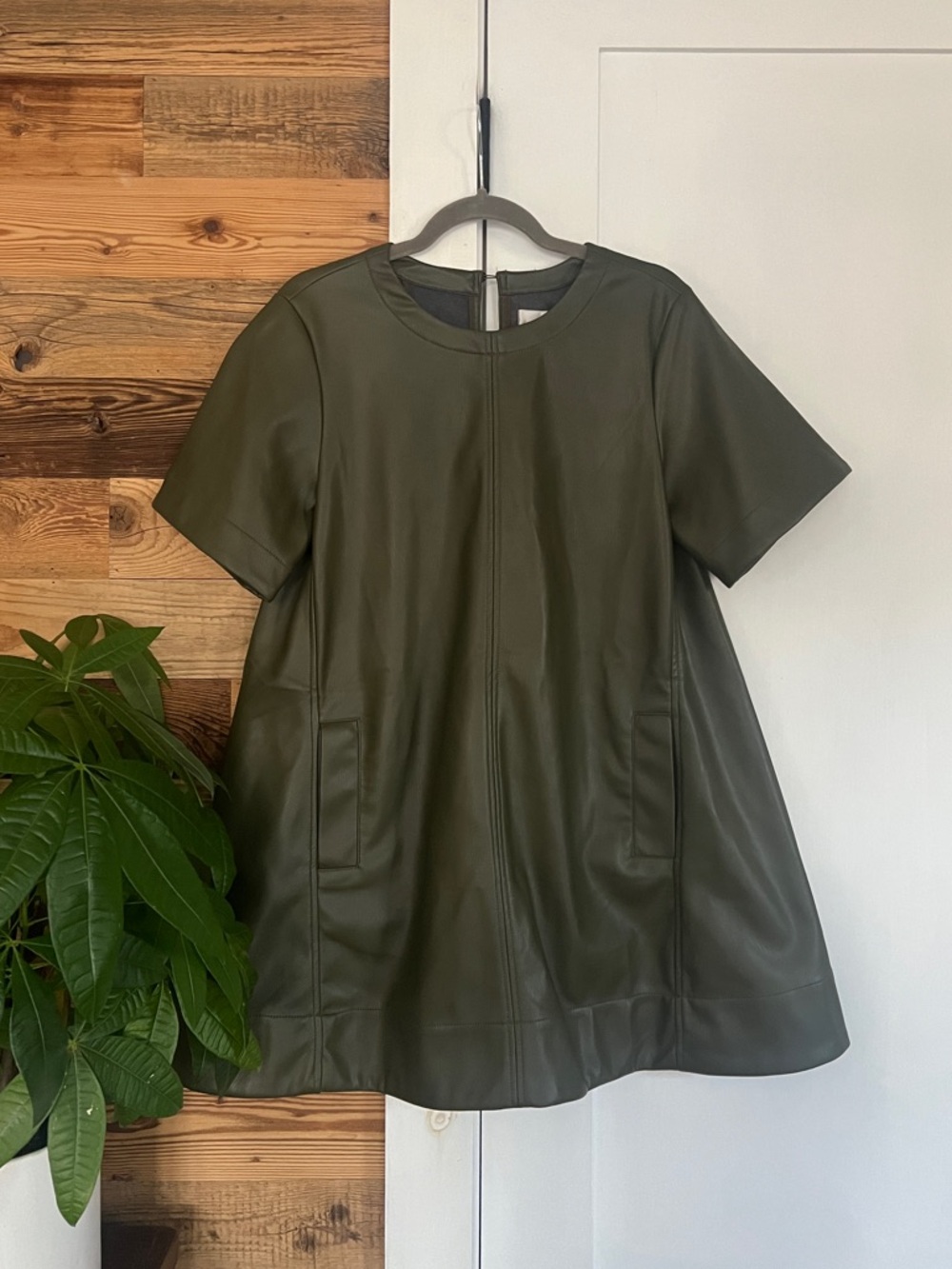NWT Anthropologie The Emmy Faux Leather Short-Sleeve Mini Dress by Maeve - Picture 4 of 6